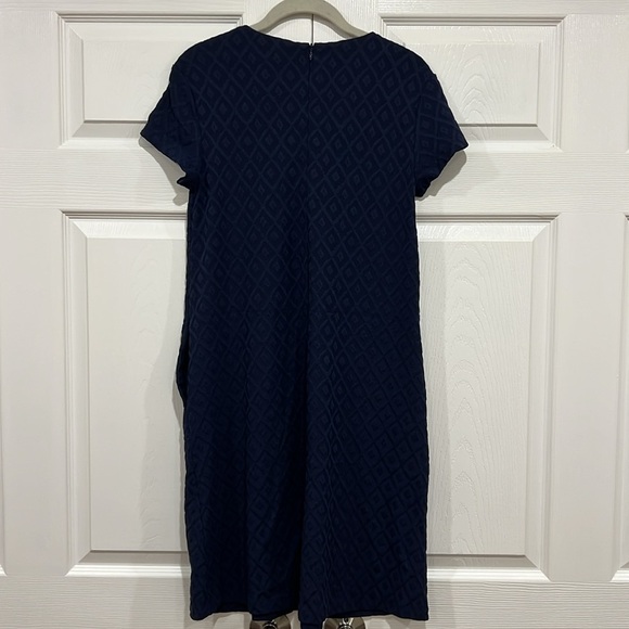J.McLaughlin Swing Dress Duval Diamond Jacquard Short Sleeve Navy Size Small - Picture 2 of 8